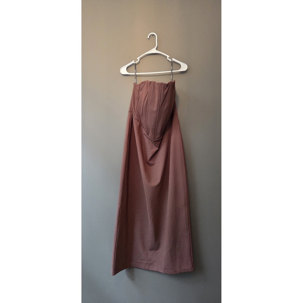 NWT Eloquii Size 16 Corset Column‎ Dress Brown Strapless Midi Length